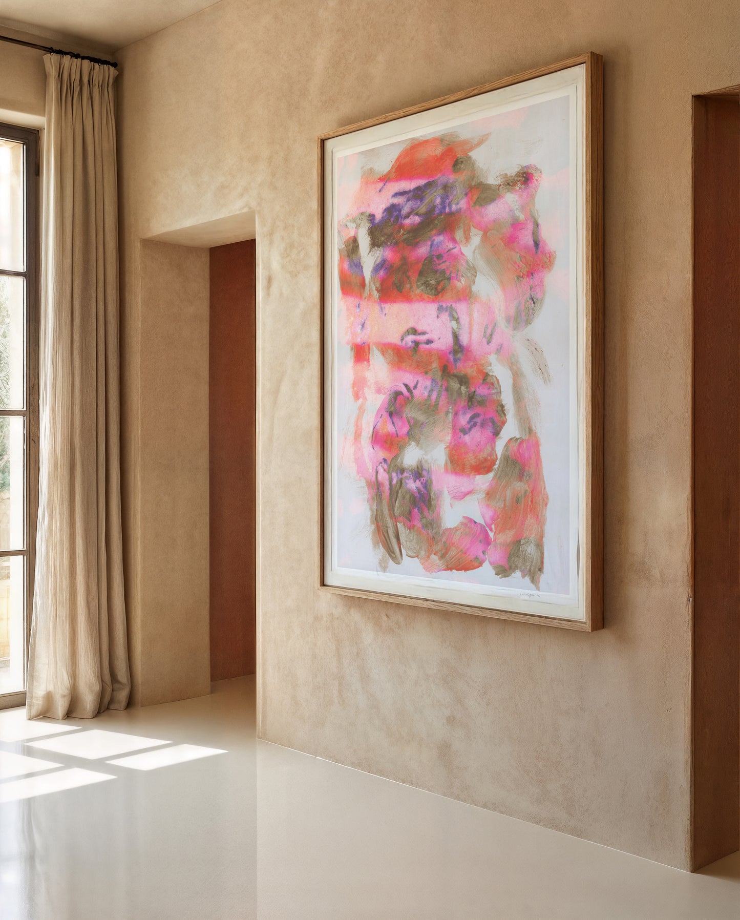 NORI-TANG by Jakob Steen, framed in oak and hung in a calm, minimal interior.