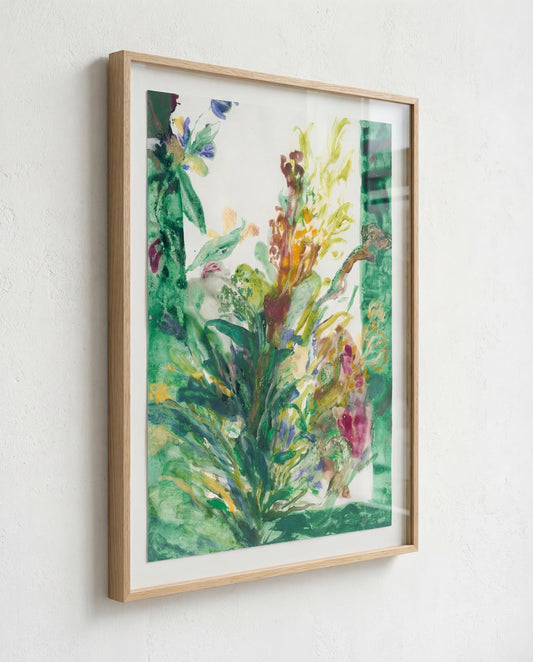CARAVAN by Jakob Steen, framed in oak and hung in a calm, minimal interior.
