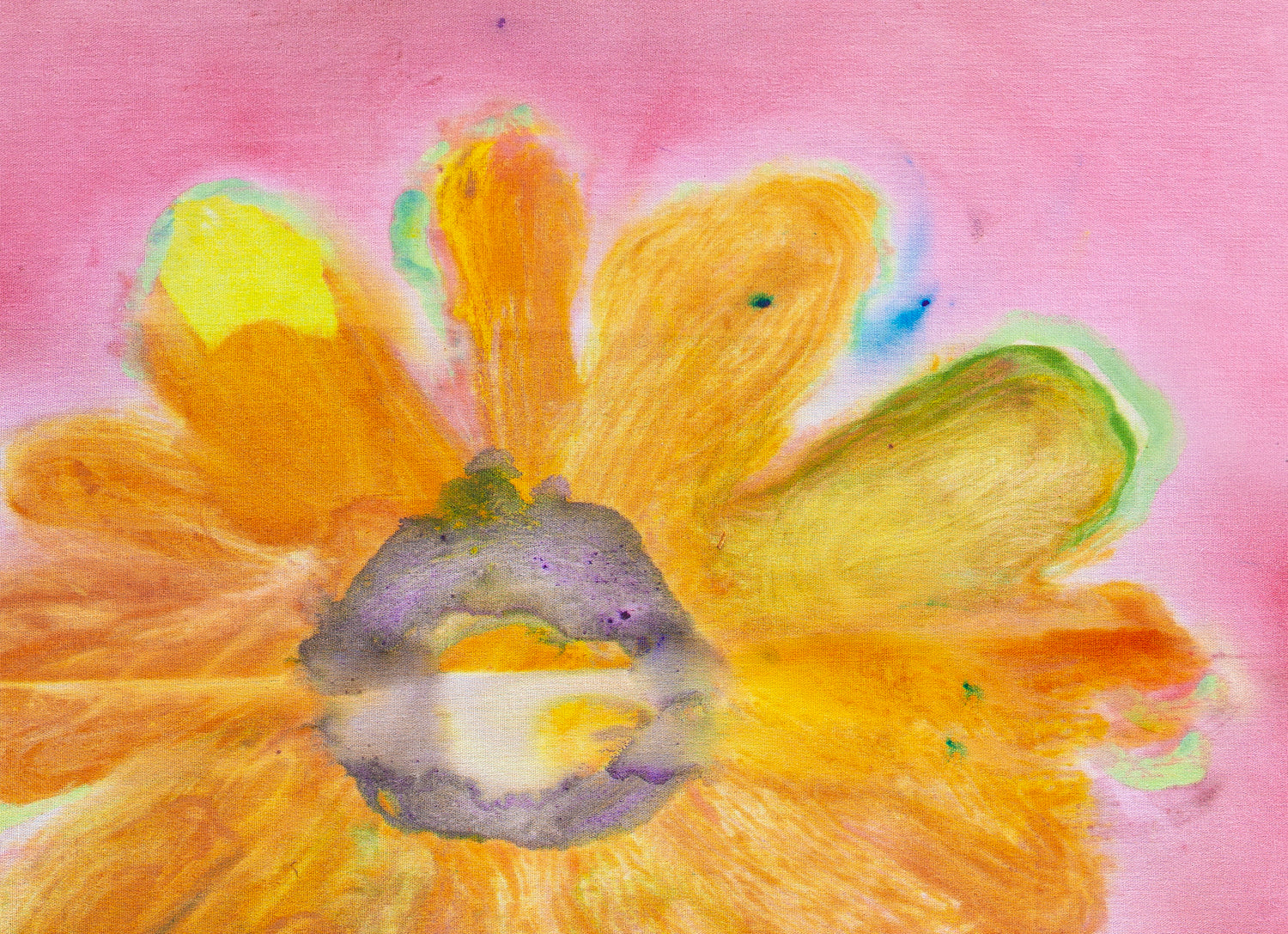 Close-up detail of SunFlower Melon, showing the print surface and the artist's signature.