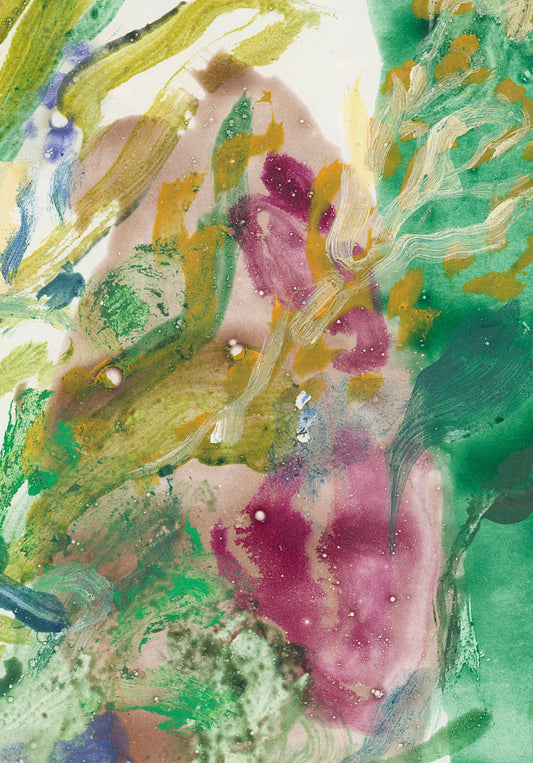 Close-up detail of CARAVAN, showing the print surface and the artist's signature.